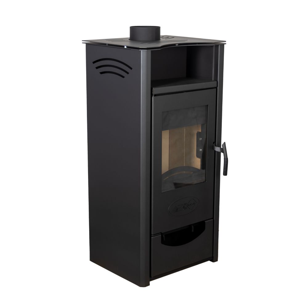 EEK A ABC Quadro Black wood-burning stove 9.5 kW with multiple occupancy Fireplace Stove Wood-burning stove Wood workshop stove Heating stove