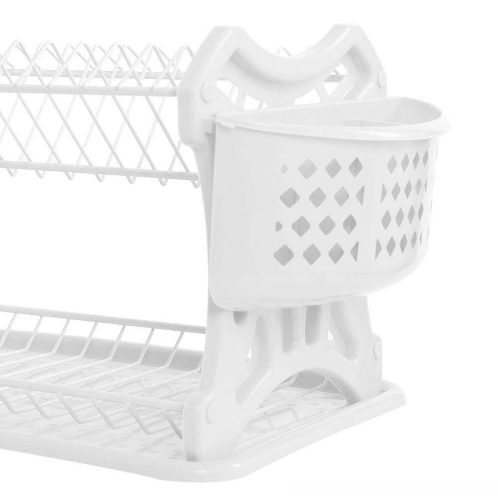 DanDiBo draining rack crockery 2 tiers White draining rack PK52 draining basket draining rack draining tray dish drainer with trivet and cutlery basket