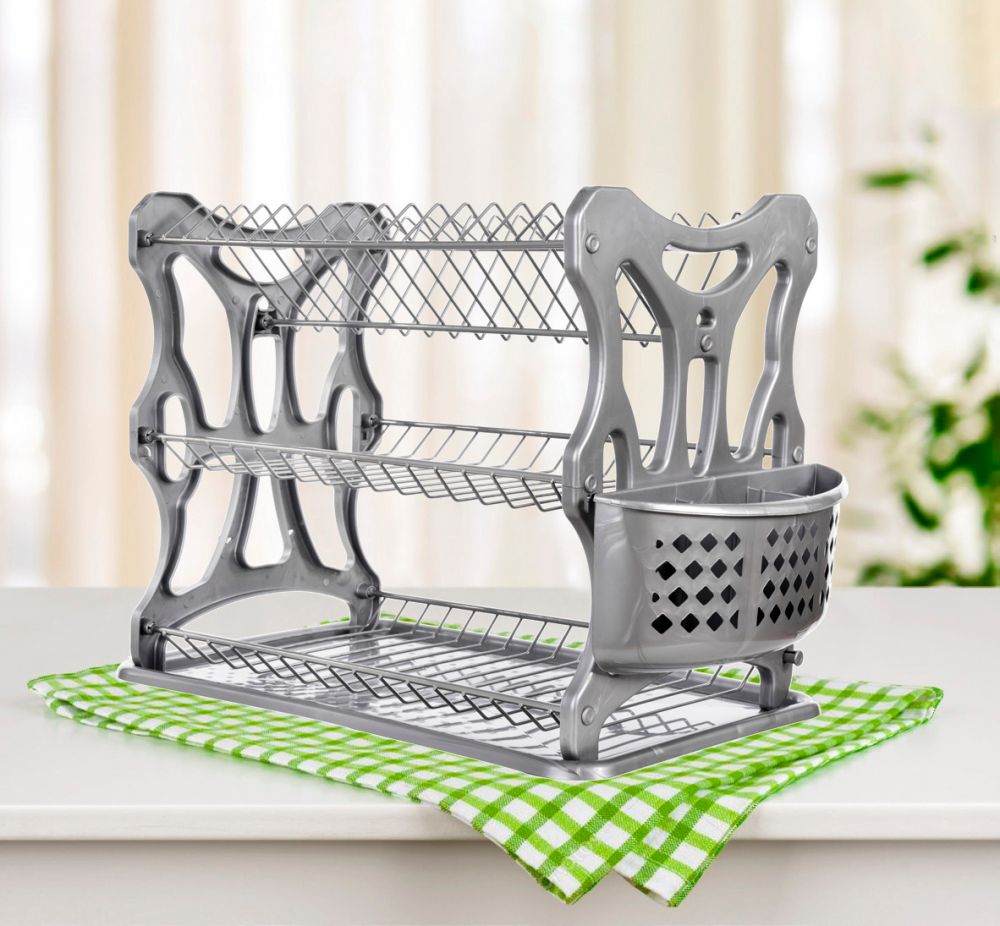 DanDiBo draining rack crockery 3 tiers draining rack 72434 draining basket draining rack draining tray dish drainer with trivet and cutlery basket