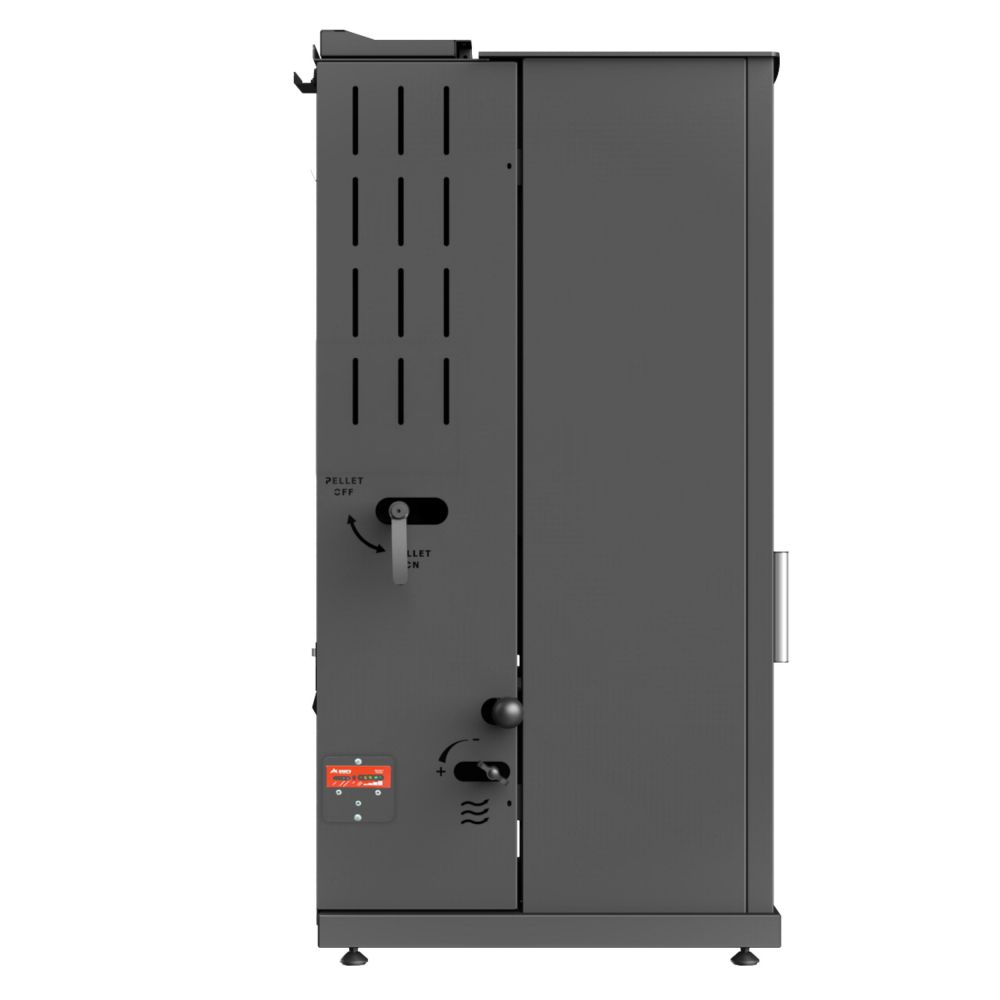 Babas Eco Hybridofen Pellets und Holz Kombiofen Kaminofen 8 kW Pelletofen ohne Strom Schwarz Holzofen Holz Ofen Kamin