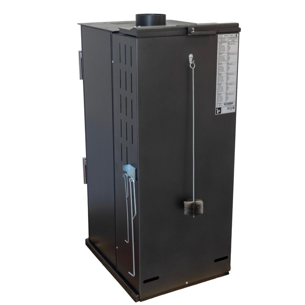 Babas Eco Mini Hybridofen Pellets und Holz Kombiofen Kaminofen 8 kW Pelletofen ohne Strom Schwarz Holzofen Holz Ofen Kamin