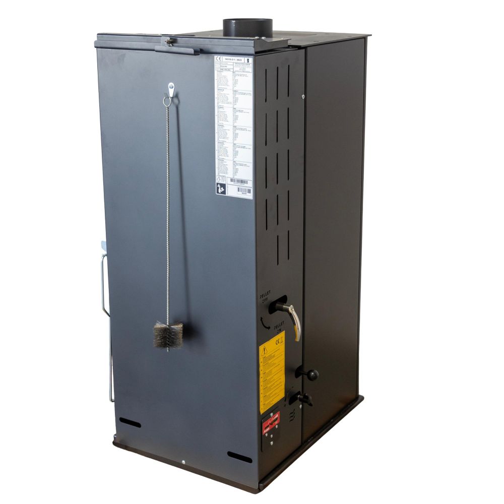 Babas Eco Mini Hybridofen Pellets und Holz Kombiofen Kaminofen 8 kW Pelletofen ohne Strom Schwarz Holzofen Holz Ofen Kamin