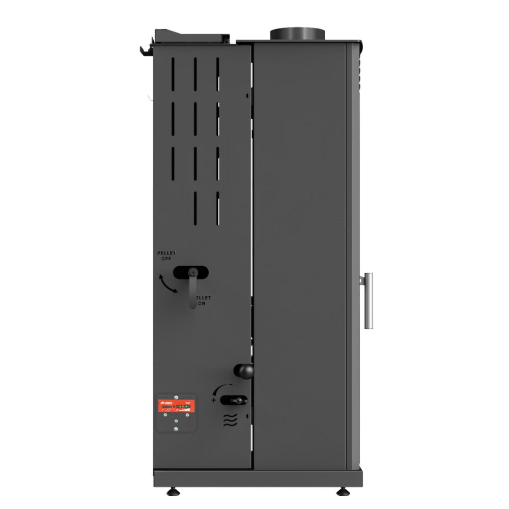 Babas Eco Mini Hybridofen Pellets und Holz Kombiofen Kaminofen 8 kW Pelletofen ohne Strom Schwarz Holzofen Holz Ofen Kamin