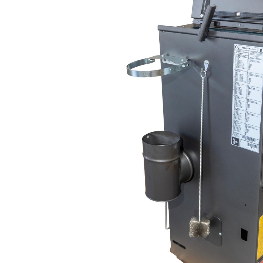 Babas Eco Plus Panorama Hybridofen Pellets und Holz Kombiofen Kaminofen 8 kW Pelletofen ohne Strom Schwarz Holzofen Holz Ofen Kamin