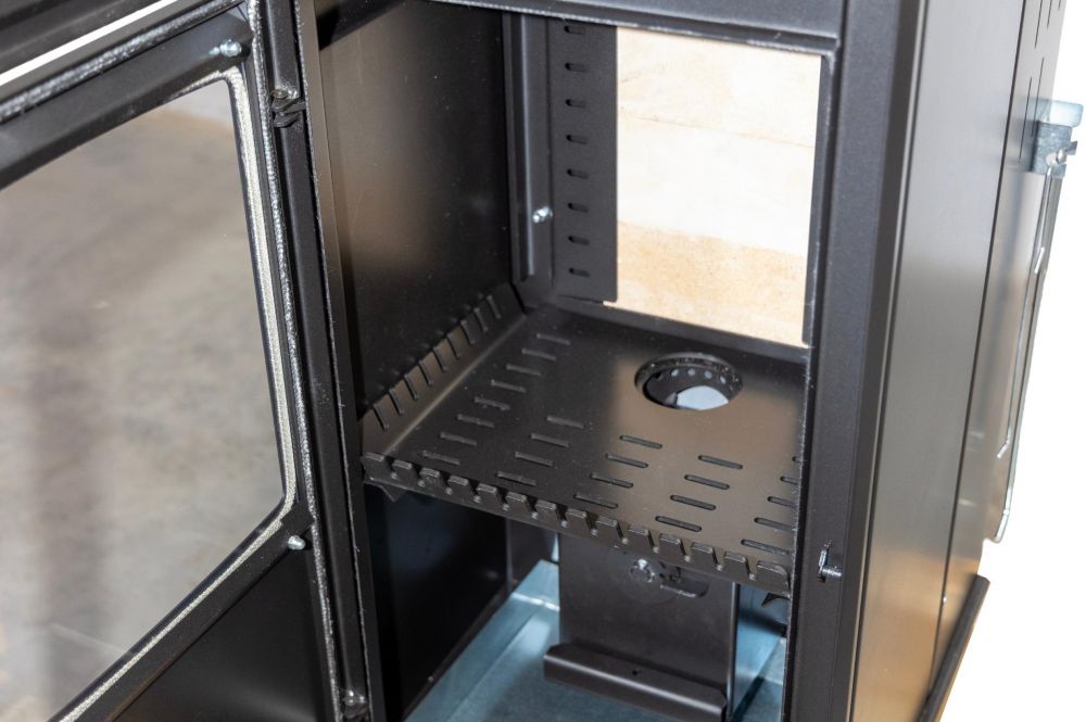 Babas Gold Hybridofen Pellets und Holz Kombiofen Kaminofen mit Backfach 12 kW Schwarz Holzofen Holz Ofen Kamin