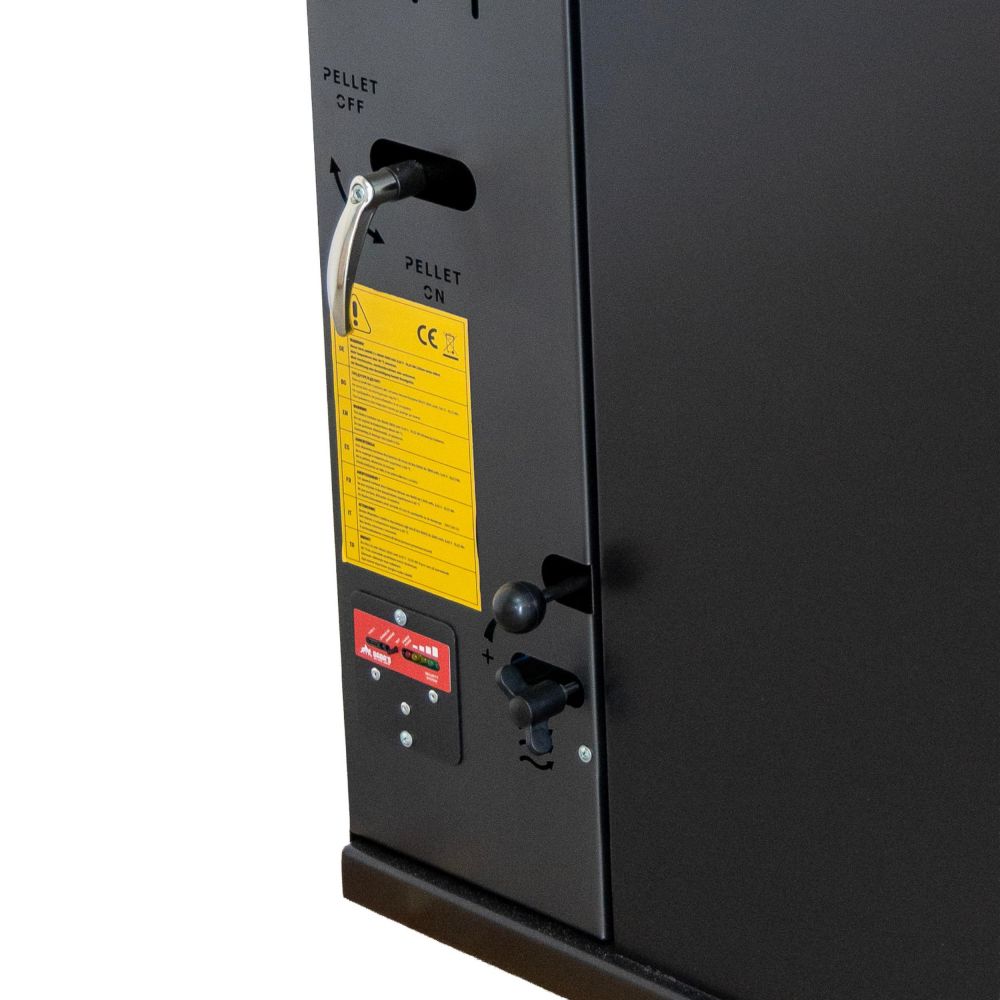 Babas Gold Plus Hybridofen Pellets und Holz Kombiofen Kaminofen mit Backfach Panorama 12 kW Schwarz Holzofen Holz Ofen Kamin