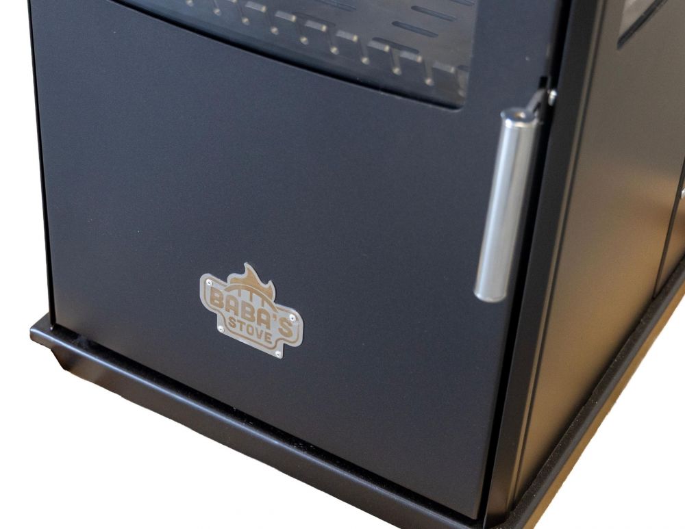 Babas Gold Plus Hybridofen Pellets und Holz Kombiofen Kaminofen mit Backfach Panorama 12 kW Schwarz Holzofen Holz Ofen Kamin