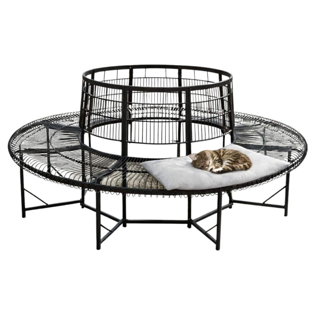DanDiBo Baumbank Rund Wetterfest Metall D-200cm 96723 Gartenbank Rundbank Sitzbank Bank Schmiedeeisen Parkbank