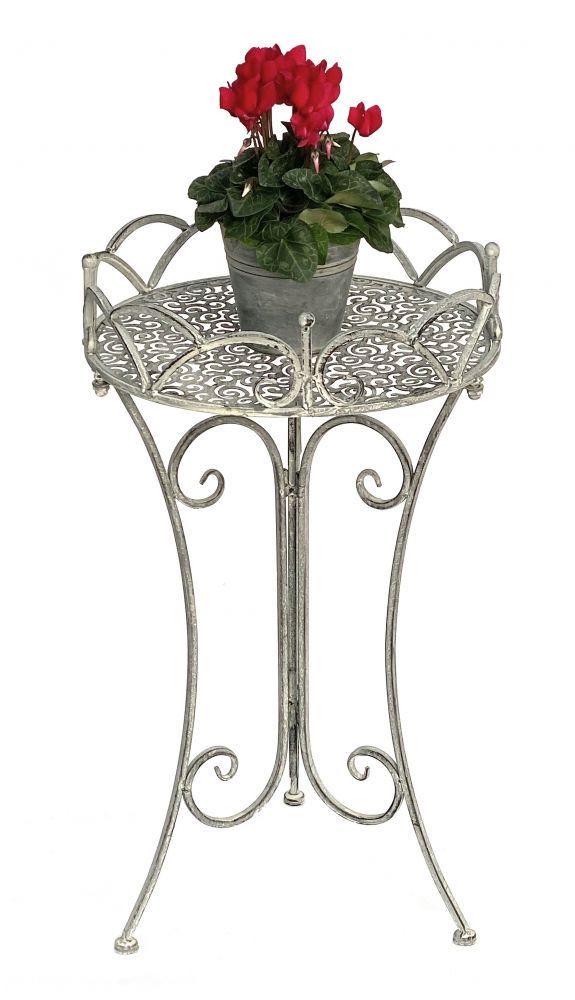 DanDiBo Beistelltisch Metall Rund Garten Grau Antik 96113 Tisch H-70cm D-40 cm Gartentisch Bistrotisch Bartisch