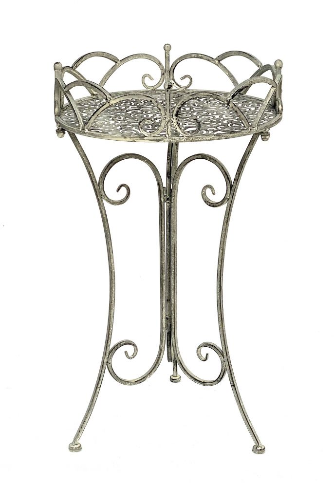 DanDiBo Beistelltisch Metall Rund Garten Grau Antik 96113 Tisch H-70cm D-40 cm Gartentisch Bistrotisch Bartisch