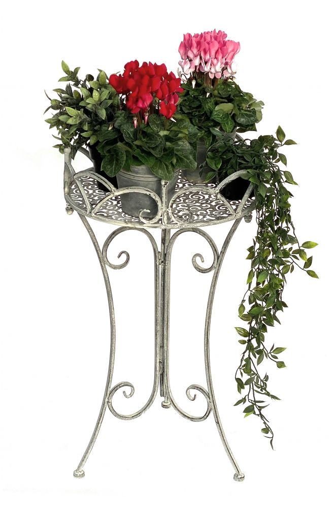 DanDiBo Beistelltisch Metall Rund Garten Grau Antik 96113 Tisch H-70cm D-40 cm Gartentisch Bistrotisch Bartisch