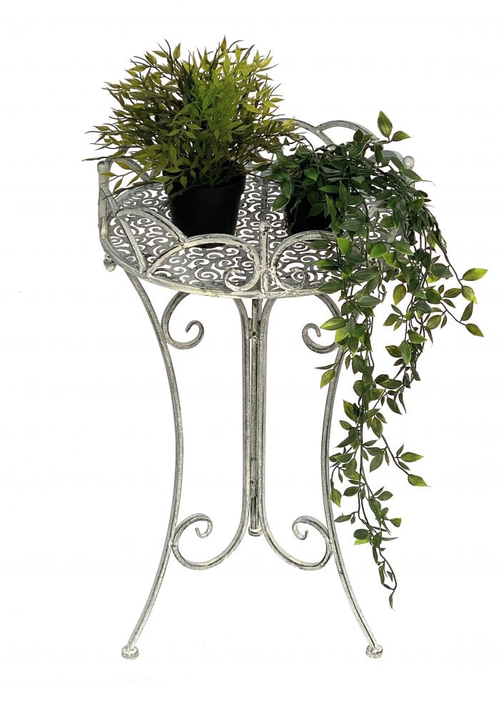 DanDiBo Beistelltisch Metall Rund Garten Grau Antik 96113 Tisch H-70cm D-40 cm Gartentisch Bistrotisch Bartisch