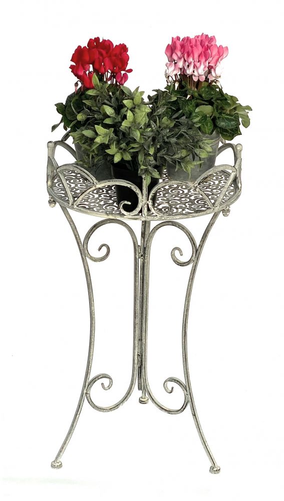 DanDiBo Beistelltisch Metall Rund Garten Grau Antik 96113 Tisch H-70cm D-40 cm Gartentisch Bistrotisch Bartisch