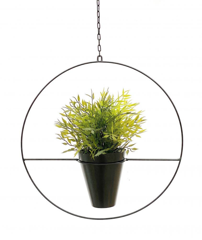 BLUMENAMPEL mit Topf Metall Schwarz Ø 40 cm KW446-DanDiBo
