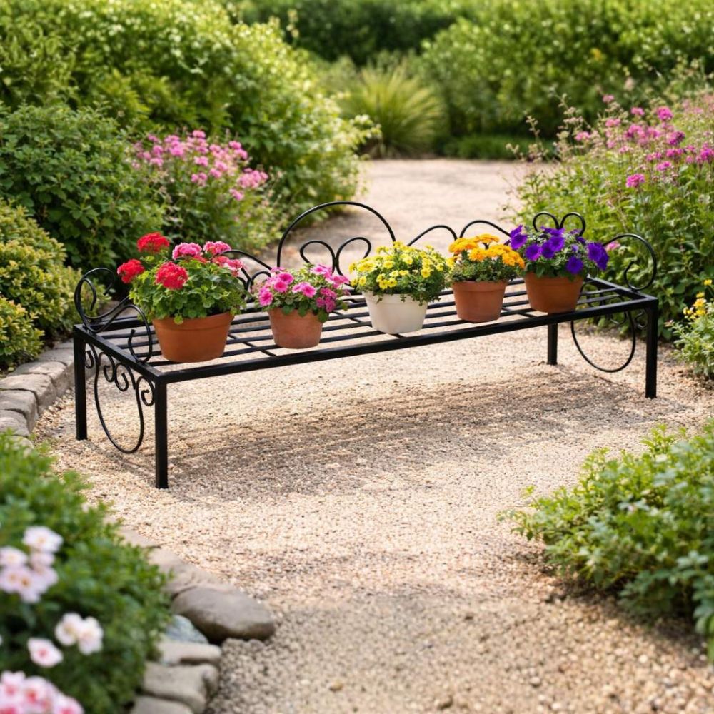 DanDiBo Blumenbank Outdoor/ Indoor Kräuterregal Balkon 75cm Mi Wetterfest Blumenregal Blumenständer Blumentreppe Pflanzentreppe Pflanzenständer