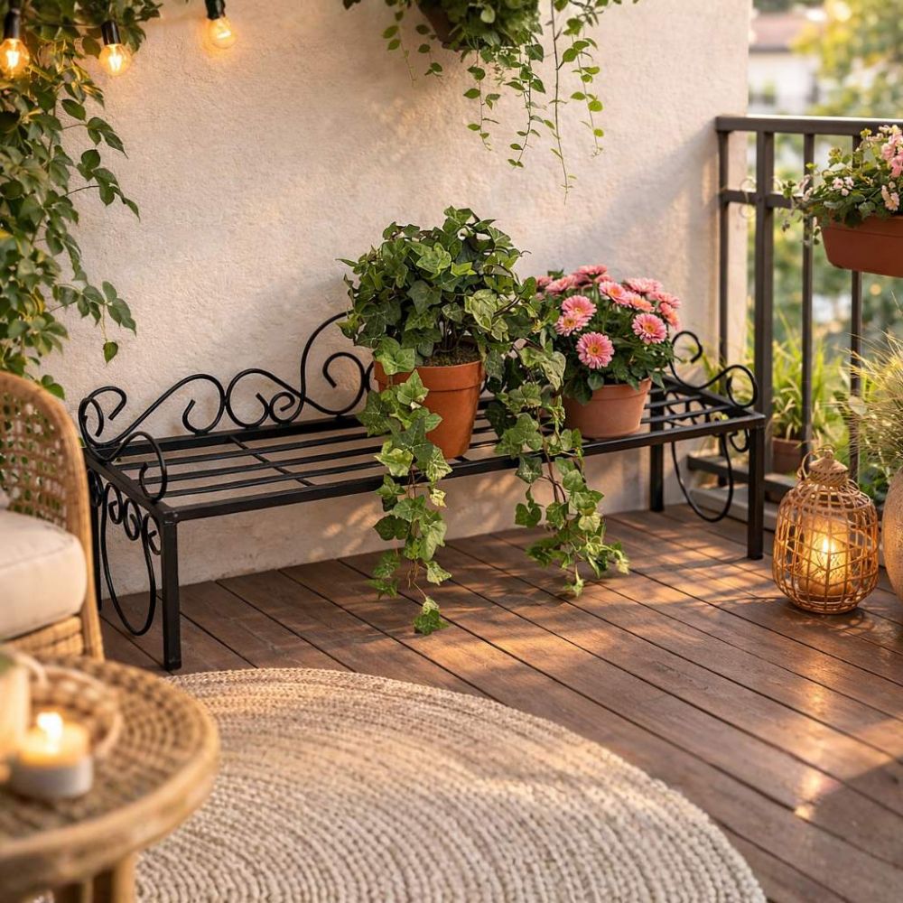 DanDiBo Blumenbank Outdoor/ Indoor Kräuterregal Balkon 75cm Mi Wetterfest Blumenregal Blumenständer Blumentreppe Pflanzentreppe Pflanzenständer