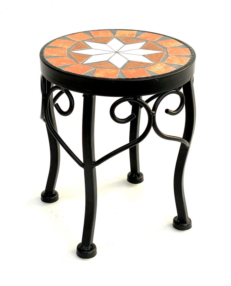Blumenhocker Merano Mosaik 12014 Blumenständer 20cm Hocker Rund Beistelltisch
