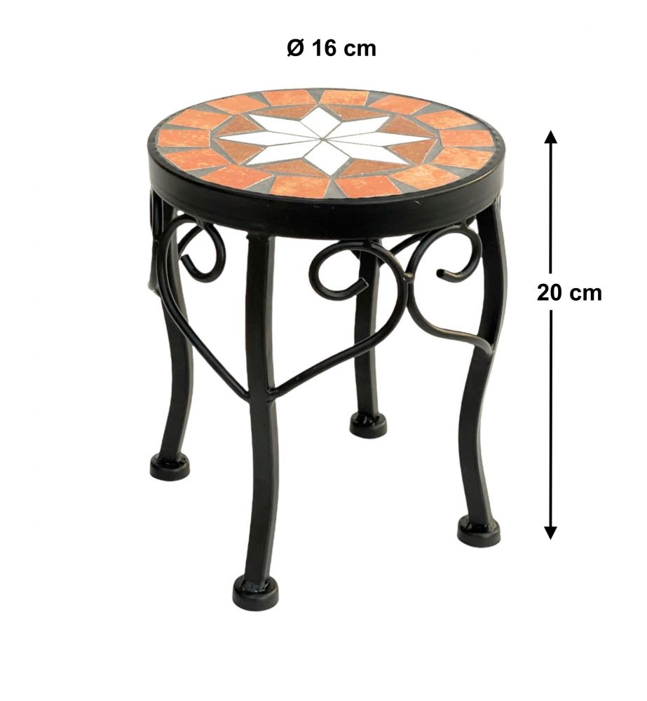 Blumenhocker Merano Mosaik 12014 Blumenständer 20cm Hocker Rund Beistelltisch