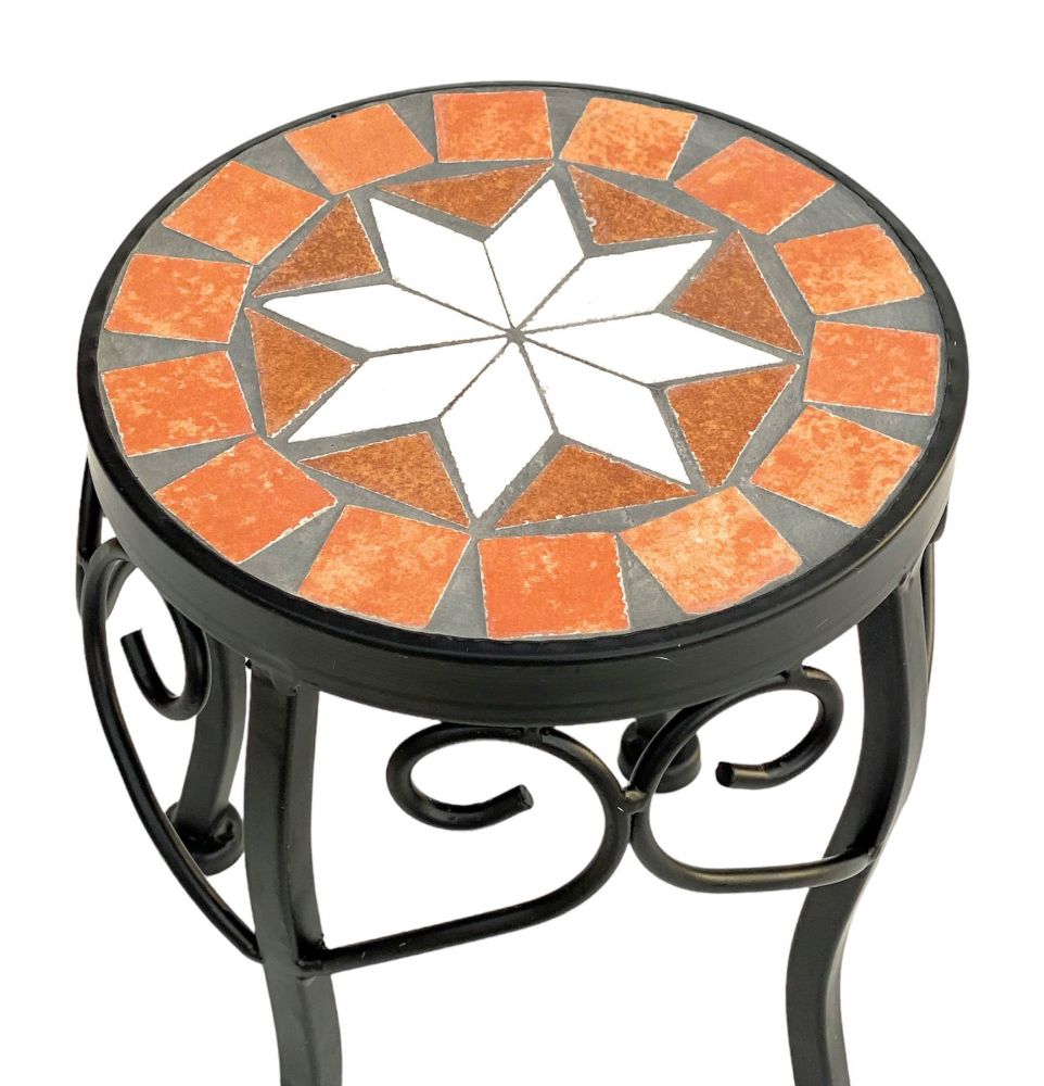 Blumenhocker Merano Mosaik 12014 Blumenständer 20cm Hocker Rund Beistelltisch
