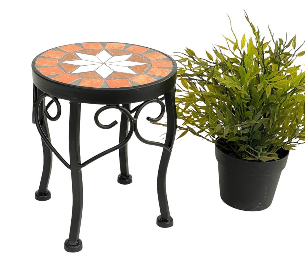 Blumenhocker Merano Mosaik 12014 Blumenständer 20cm Hocker Rund Beistelltisch