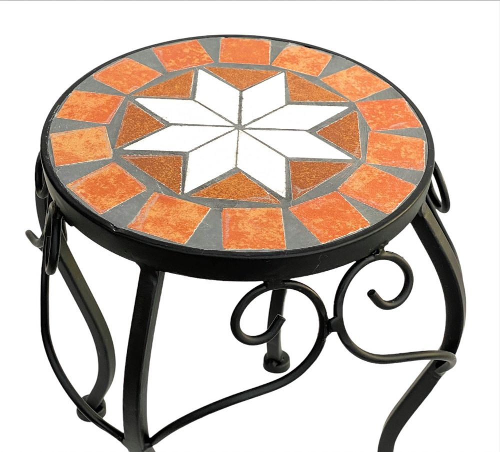 Blumenhocker Merano Mosaik 12014 Blumenständer 27cm Hocker Rund Beistelltisch