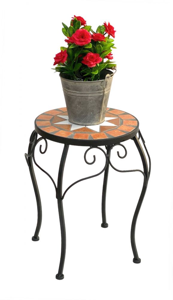 Blumenhocker Merano Mosaik 12014 Blumenständer 37cm Hocker Rund Beistelltisch