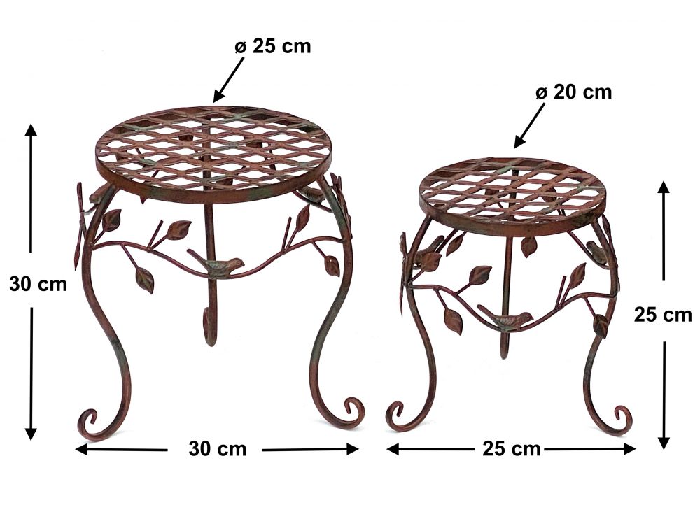 DanDiBo Flower Stool Metal Brown Set of 2 Flower Stands 93992 Flower Column Antique Plant Stand Plant Stool