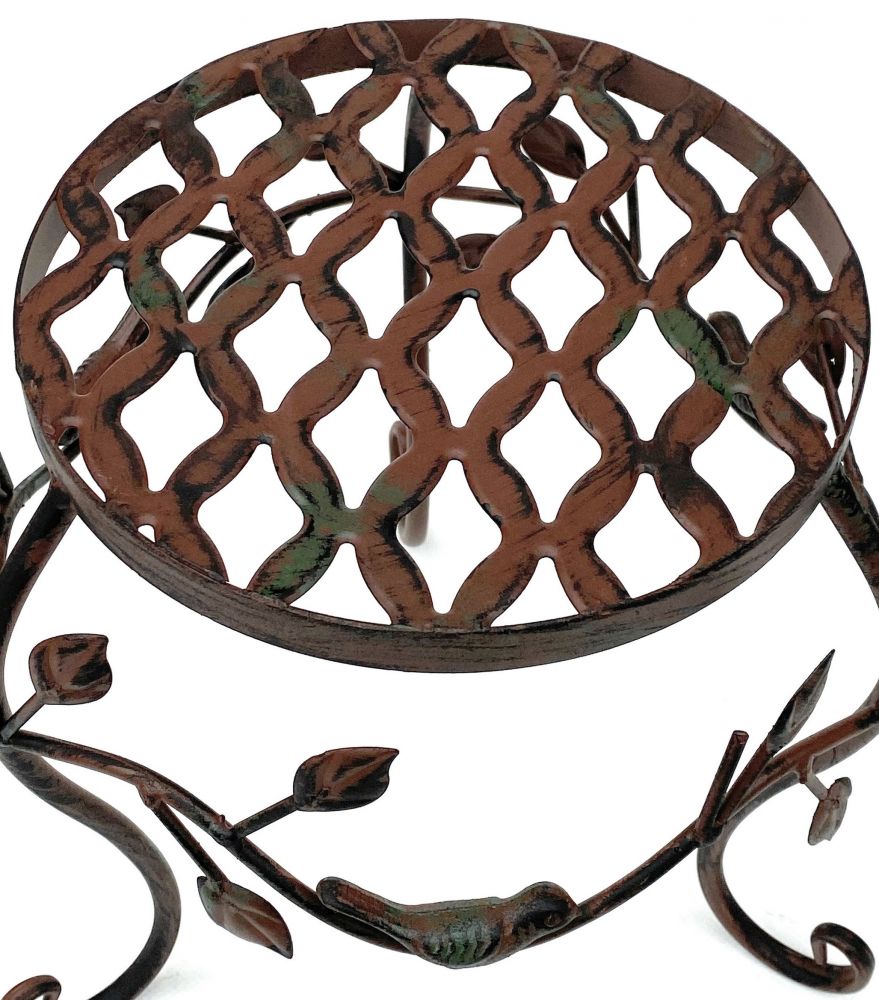 DanDiBo Flower Stool Metal Brown Set of 2 Flower Stands 93992 Flower Column Antique Plant Stand Plant Stool