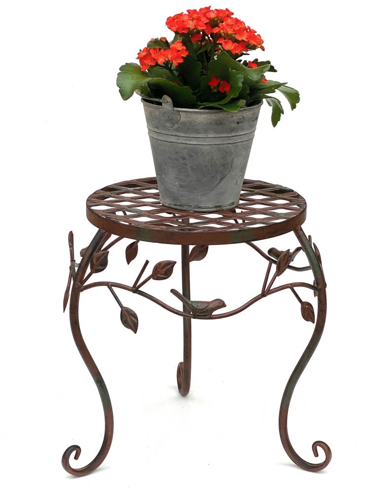 DanDiBo Blumenhocker Metall Braun 30 cm Blumenständer 93992 M Blumensäule Antik Pflanzenständer Pflanzenhocker