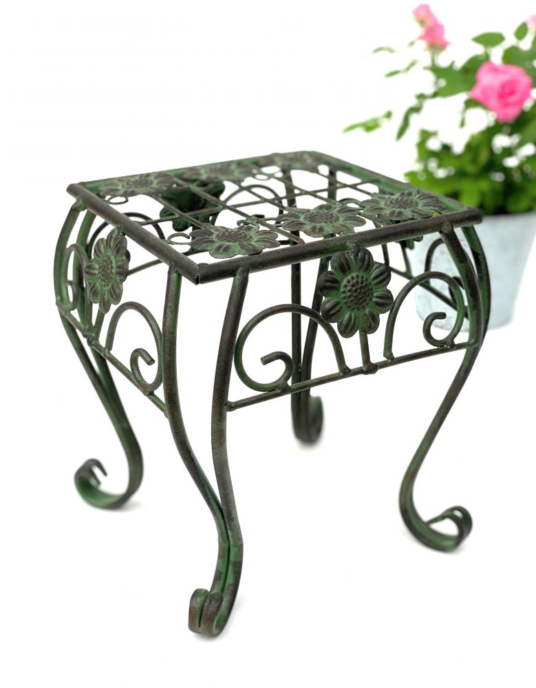 Flower Stool Metal Green Angular 25 cm Flower Stand 96007 S Flower Column Modern Plant Stand Plant Stool Vintage
