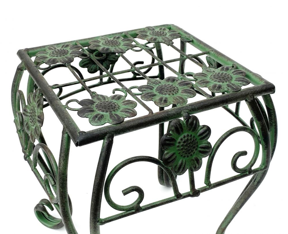 Flower Stool Metal Green Angular 25 cm Flower Stand 96007 S Flower Column Modern Plant Stand Plant Stool Vintage