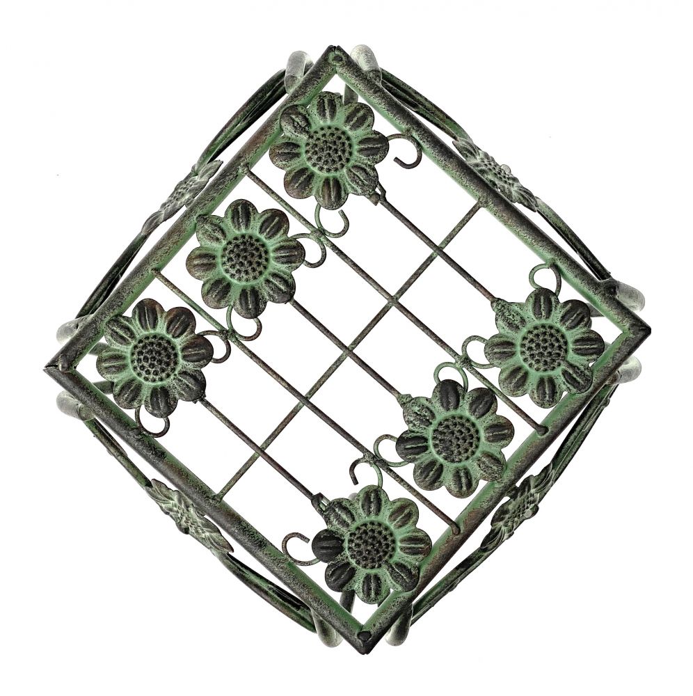 Flower Stool Metal Green Angular 25 cm Flower Stand 96007 S Flower Column Modern Plant Stand Plant Stool Vintage
