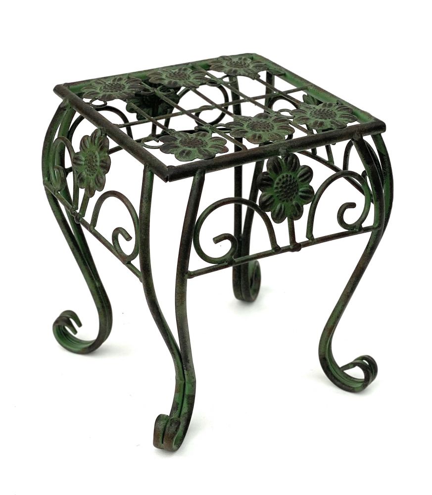 Flower Stool Metal Green Angular 25 cm Flower Stand 96007 S Flower Column Modern Plant Stand Plant Stool Vintage