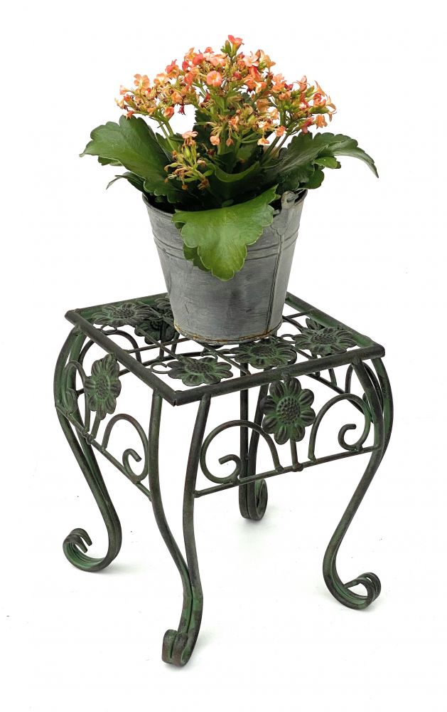 Flower Stool Metal Green Angular 25 cm Flower Stand 96007 S Flower Column Modern Plant Stand Plant Stool Vintage
