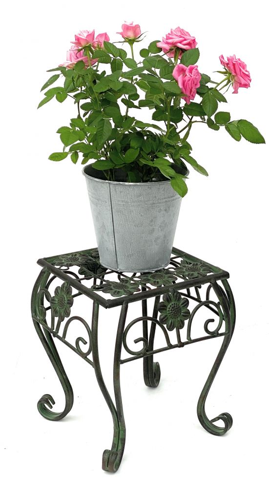 Flower Stool Metal Green Angular 25 cm Flower Stand 96007 S Flower Column Modern Plant Stand Plant Stool Vintage