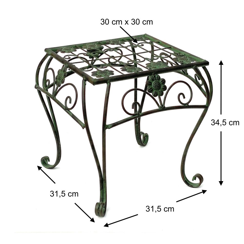 Flower Stool Metal Green Square Set of 3 Flower Stands 96007 Flower Column Modern Plant Stand Plant Stool Vintage