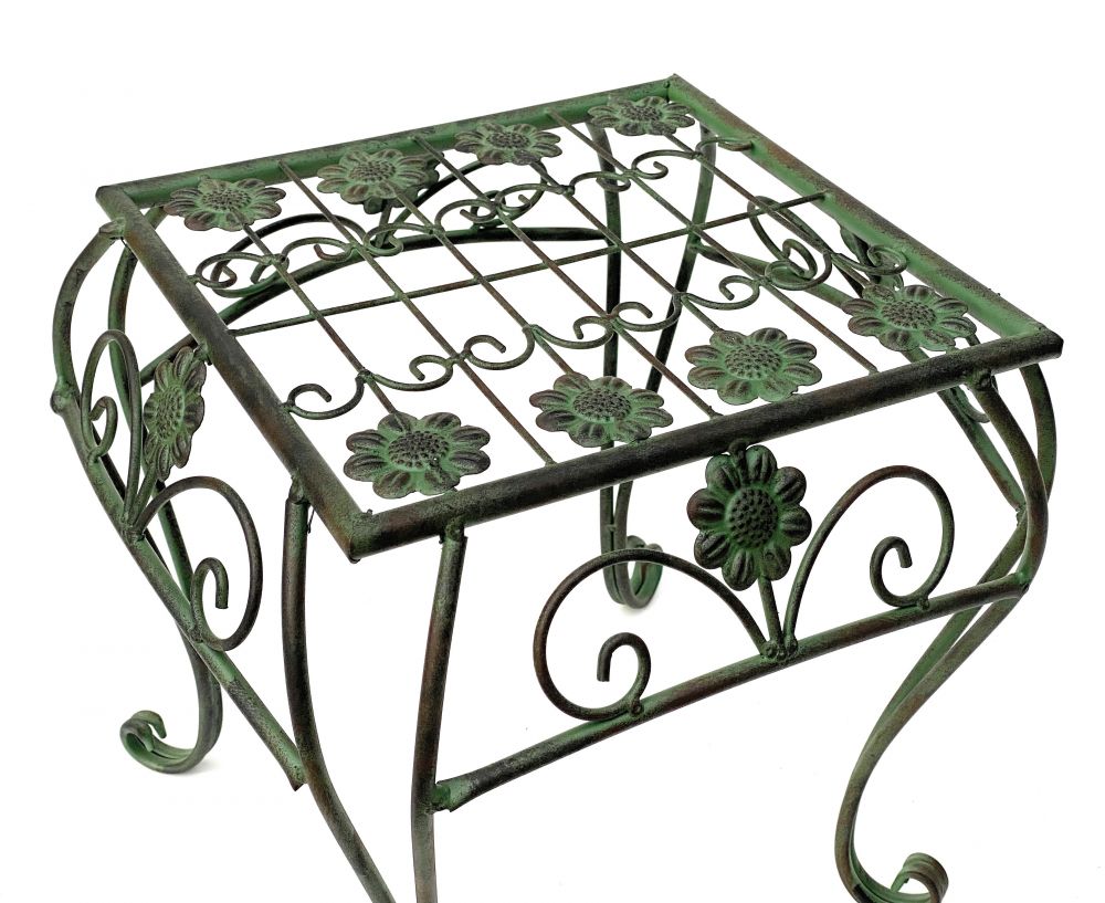 Flower Stool Metal Green Square 34 cm Flower Stand 96007 L Flower Column Modern Plant Stand Plant Stool Vintage
