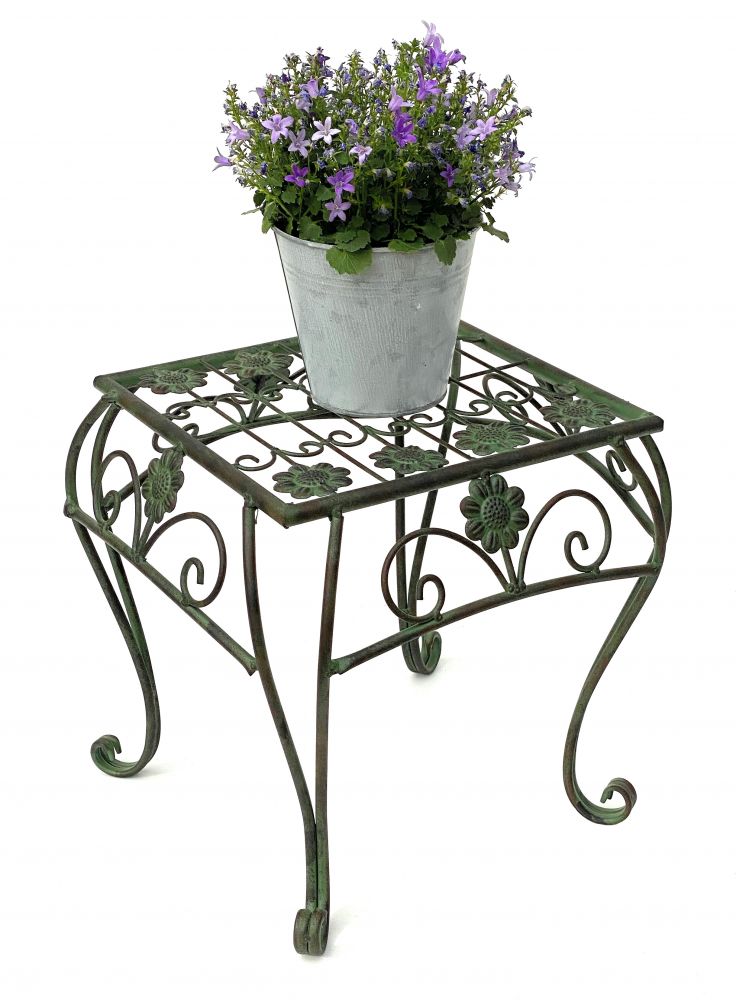 Flower Stool Metal Green Square 34 cm Flower Stand 96007 L Flower Column Modern Plant Stand Plant Stool Vintage