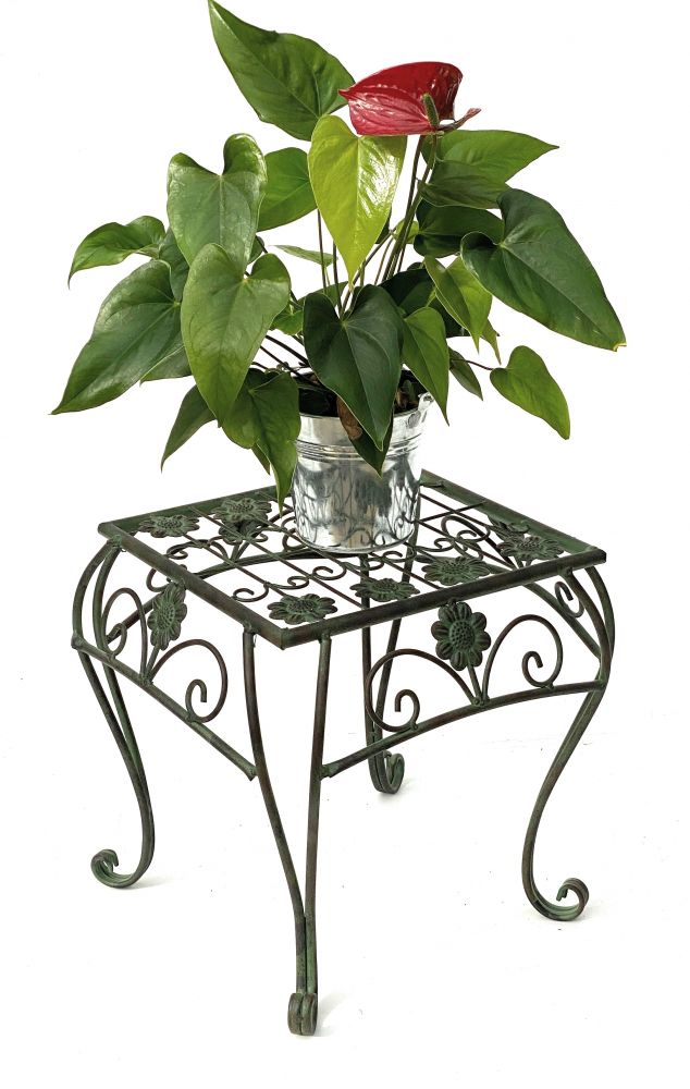 Flower Stool Metal Green Square 34 cm Flower Stand 96007 L Flower Column Modern Plant Stand Plant Stool Vintage