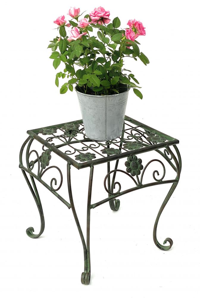 Flower Stool Metal Green Square 34 cm Flower Stand 96007 L Flower Column Modern Plant Stand Plant Stool Vintage
