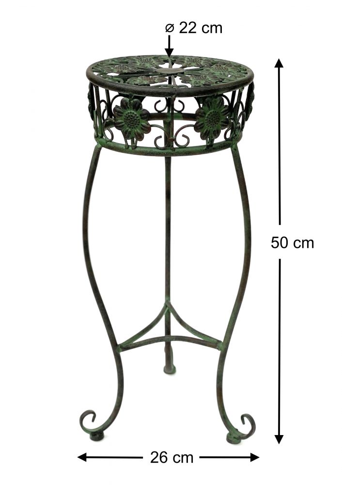 Blumenhocker Metall Grün Rund Blumenständer 96008 3er Set Blumensäule Antik Pflanzenständer Pflanzenhocker Vintage