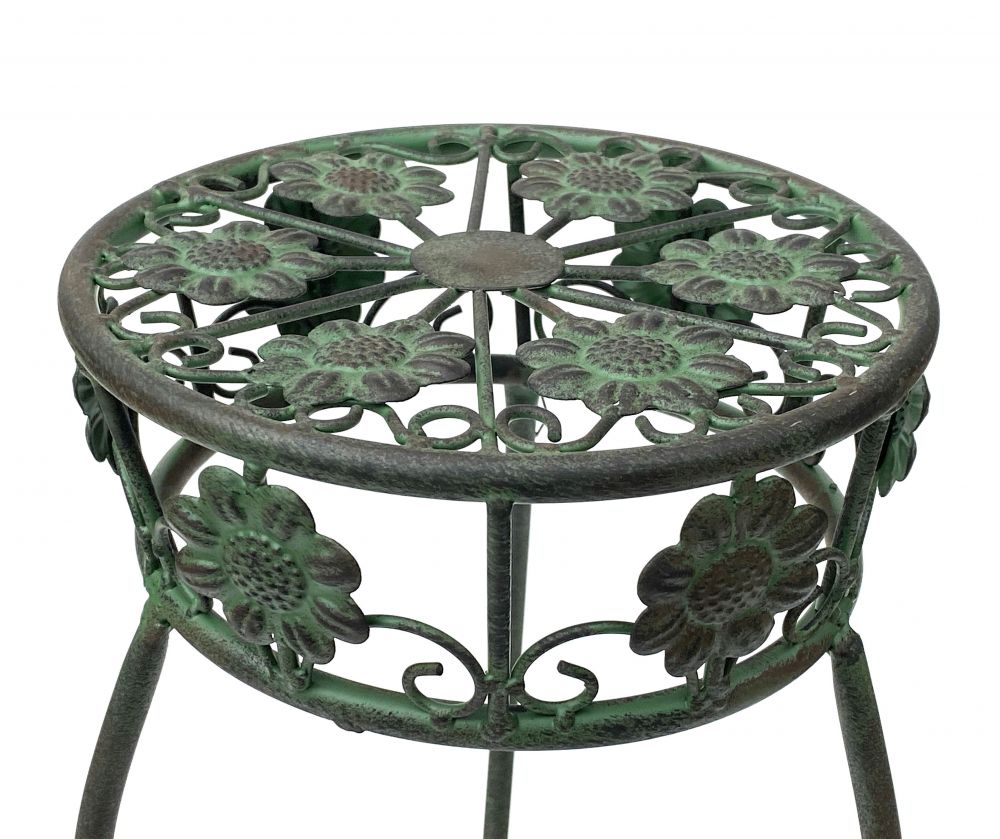 Blumenhocker Metall Grün Rund 50 cm Blumenständer 96008 S Blumensäule Antik Pflanzenständer Pflanzenhocker Vintage