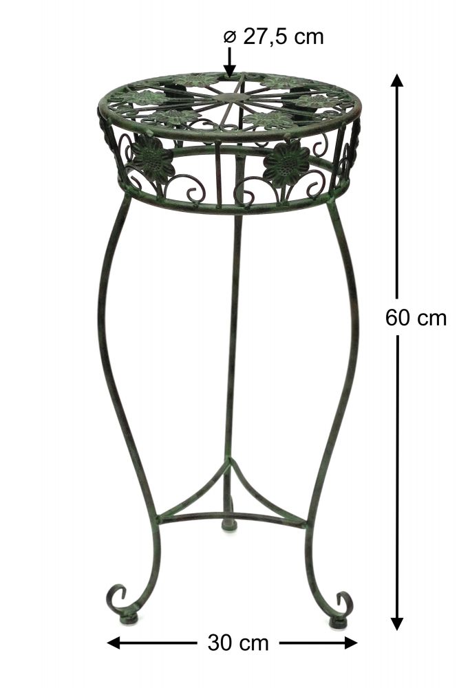 Flower Stool Metal Green Round 60 cm Flower Stand 96008 M Flower Column Antique Plant Stand Plant Stool Vintage