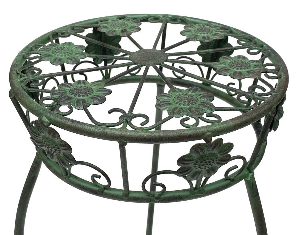 Flower Stool Metal Green Round 60 cm Flower Stand 96008 M Flower Column Antique Plant Stand Plant Stool Vintage