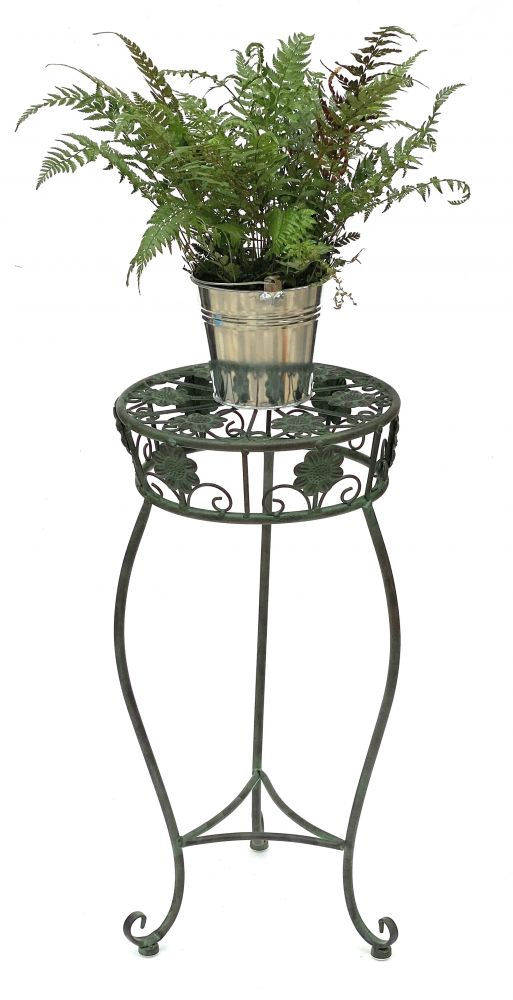 Flower Stool Metal Green Round 60 cm Flower Stand 96008 M Flower Column Antique Plant Stand Plant Stool Vintage