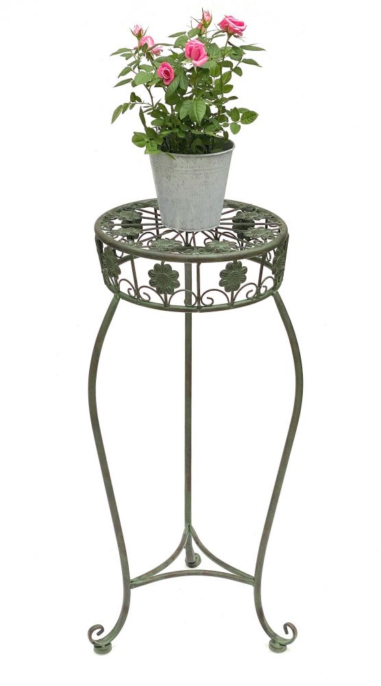 Flower Stool Metal Green Round 75 cm Flower Stand 96008 L Flower Column Antique Plant Stand Plant Stool Vintage