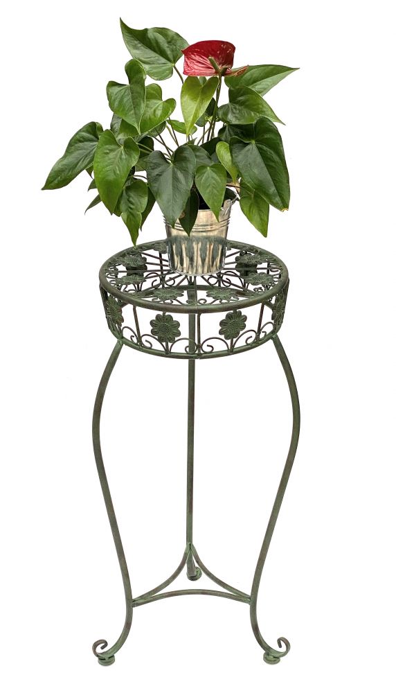 Flower Stool Metal Green Round 75 cm Flower Stand 96008 L Flower Column Antique Plant Stand Plant Stool Vintage