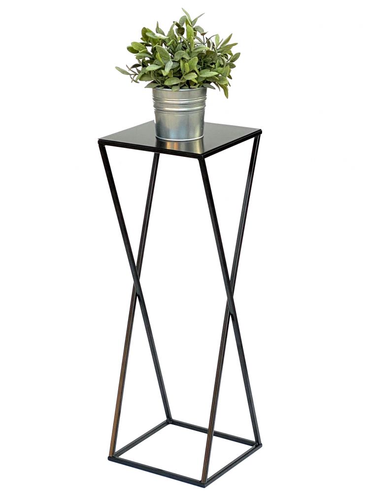 DanDiBo Flower Stool Metal Black Angular 68 cm Flower Stand Side Table 437 Flower Column Modern Plant Stand Plant Stool