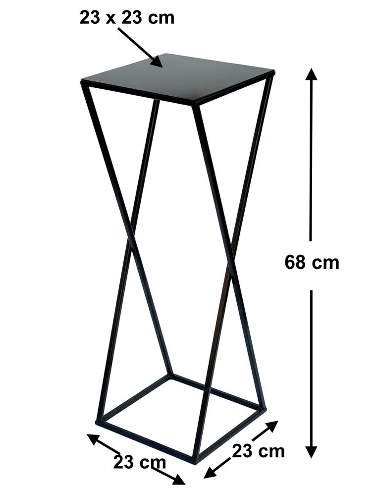 DanDiBo Flower Stool Metal Black Angular 68 cm Flower Stand Side Table 437 Flower Column Modern Plant Stand Plant Stool