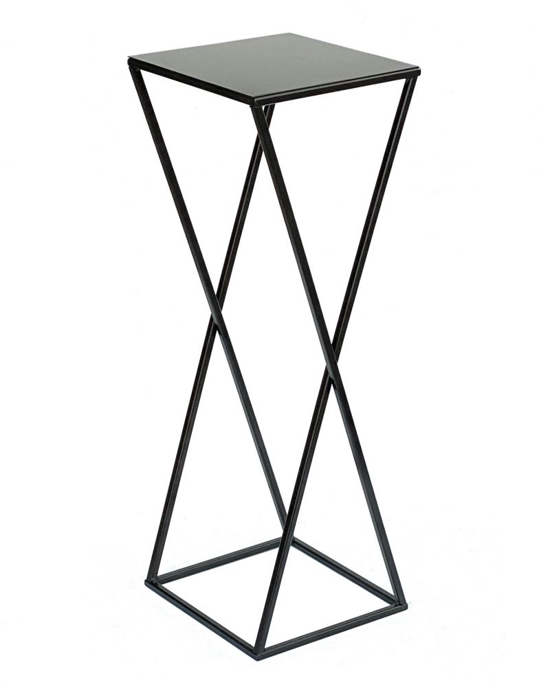 DanDiBo Flower Stool Metal Black Angular 68 cm Flower Stand Side Table 437 Flower Column Modern Plant Stand Plant Stool